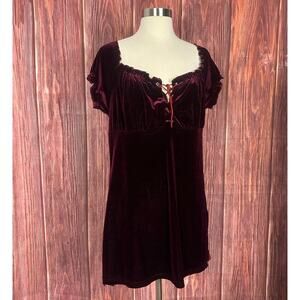 Maria Gabrielle Dress Velvet Maroon Womens Size XL Whimsygoth Festival